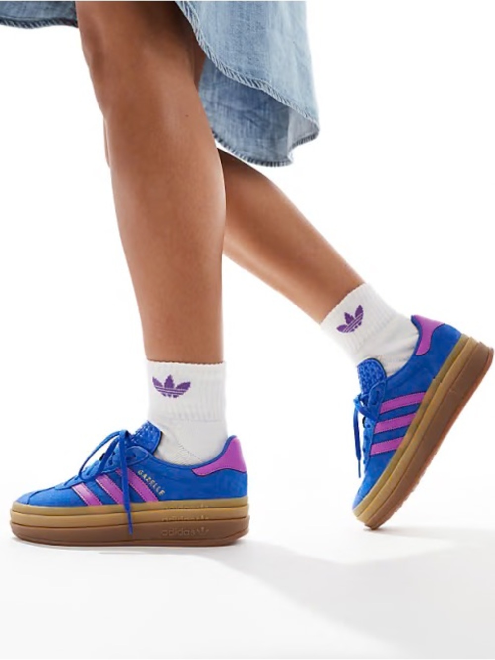 Adidas Gazelle Bold Blue Suede with Gum Sole